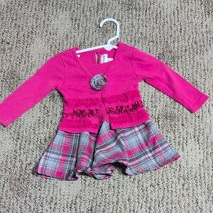 Youngland Pink and Gray Plaid Kids Casual Dress